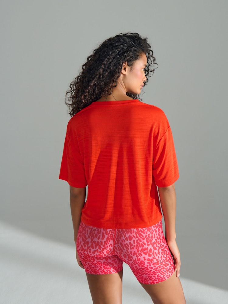 Red Active Crew Neck Lightweight Boxy Short Sleeve T-Shirt - Image 4 of 8