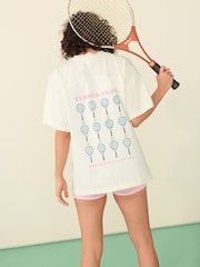 Ecru White Oversized 100% Cotton T-Shirt - Image 1 of 8