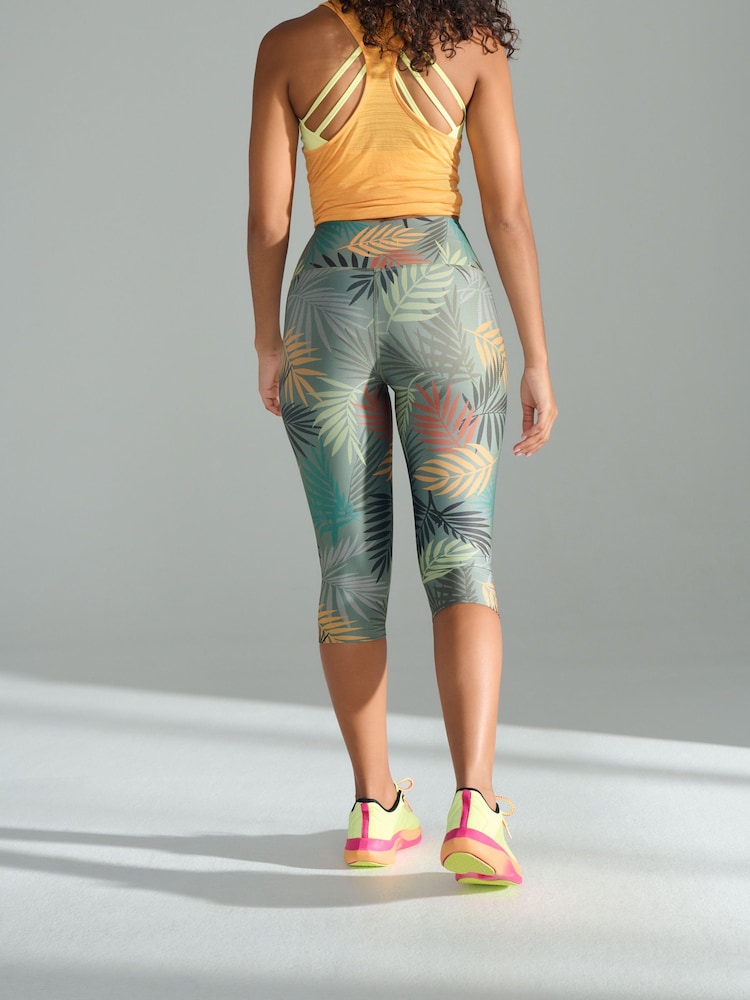 Palm Print Active Power Capri Leggings - Image 3 of 8