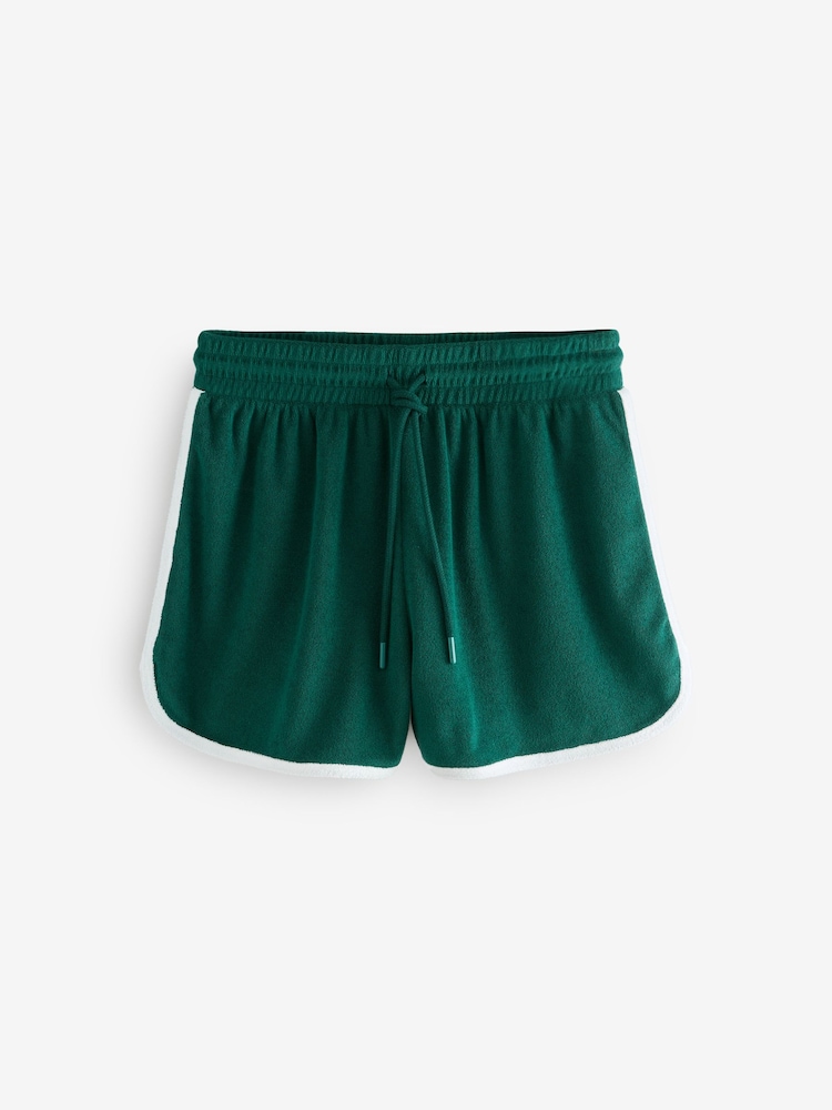 Groen - Actieve tennis badstof shorts met bies - Image 6 of 8