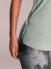 Sage Green Active Lightweight Modal Ruched Side Tank Vest - Image 4 of 8