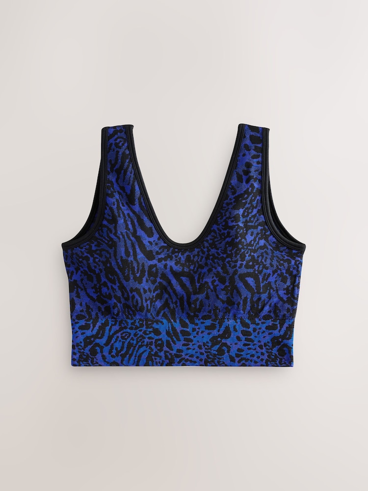 Cobalt Blue Animal Active Waffle Seamless Sports Bra - Image 6 of 8