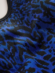 Cobalt Blue Animal Active Waffle Seamless Sports Bra - Image 7 of 8