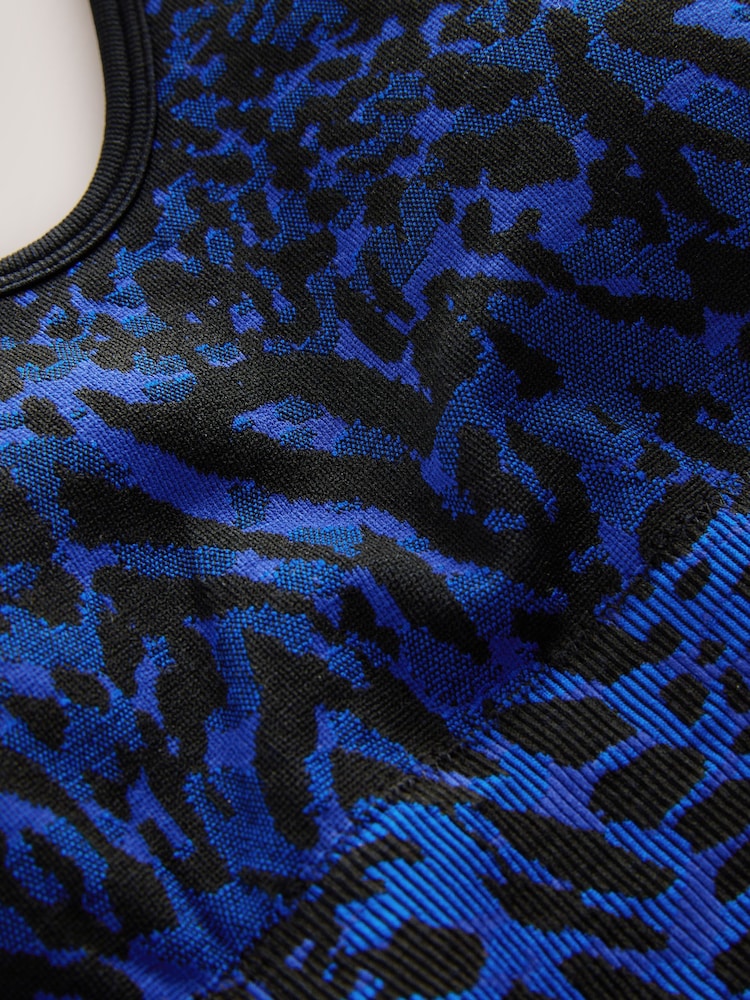 Cobalt Blue Animal Active Waffle Seamless Sports Bra - Image 7 of 8