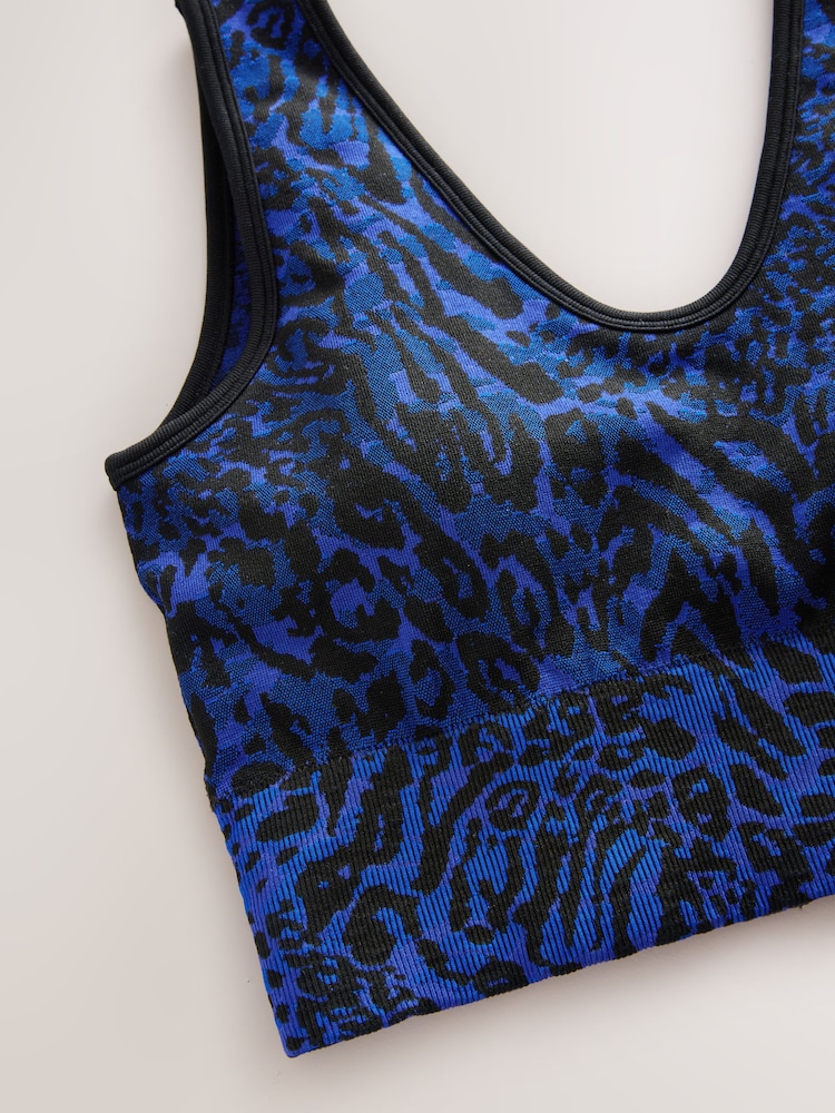 Cobalt Blue Animal Active Waffle Seamless Sports Bra - Image 8 of 8