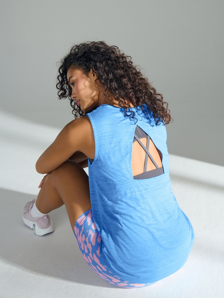 Blue Active Lightweight Open Back Tank Vest - Image 1 of 8