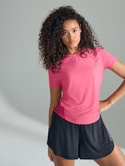 Pink Active Lightweight Short Sleeve Running Top with Reflective Taping - Image 2 of 9