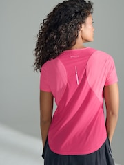 Pink Active Lightweight Short Sleeve Running Top with Reflective Taping - Image 4 of 9