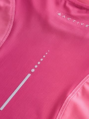 Pink Active Lightweight Short Sleeve Running Top with Reflective Taping - Image 8 of 9