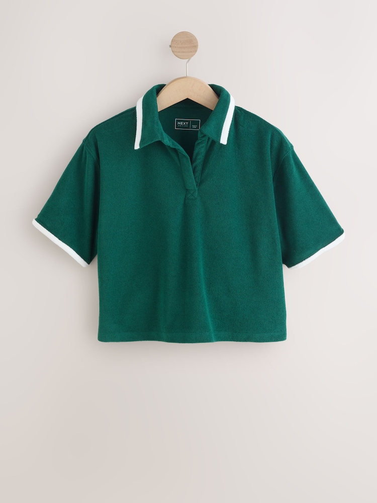 Green Active Towelling Polo Top - Image 6 of 8