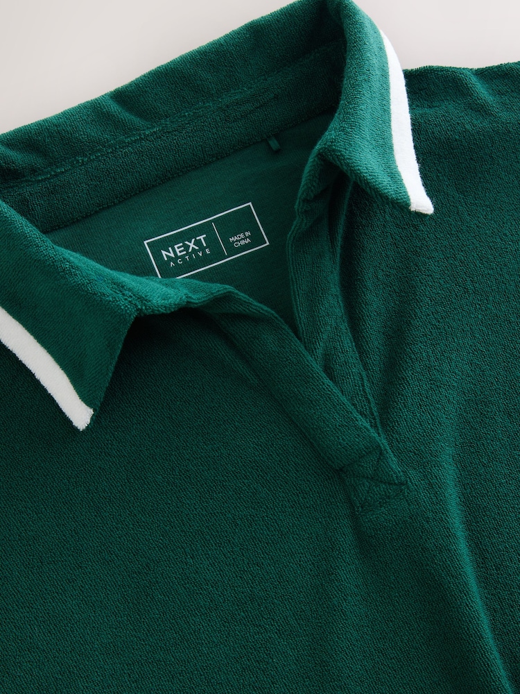 Green Active Towelling Polo Top - Image 7 of 8