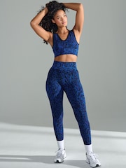 Cobalt Blue Animal Seamless Waffle Sports Leggings - Image 2 of 7