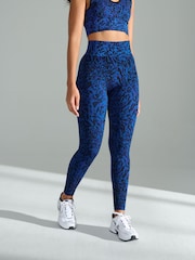 Cobalt Blue Animal Seamless Waffle Sports Leggings - Image 3 of 7