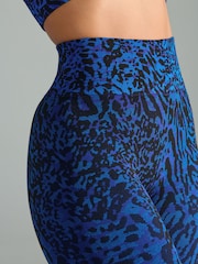 Cobalt Blue Animal Seamless Waffle Sports Leggings - Image 5 of 7