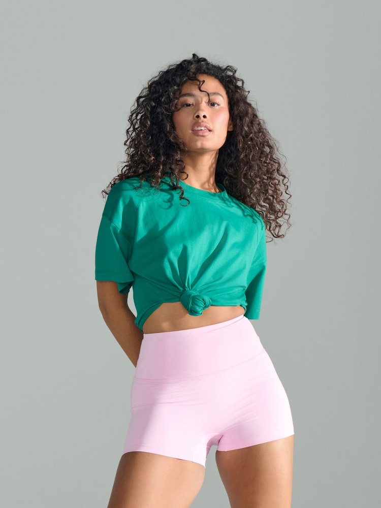 Light Pink Active Shorter Length Cycling Shorts - Image 1 of 9