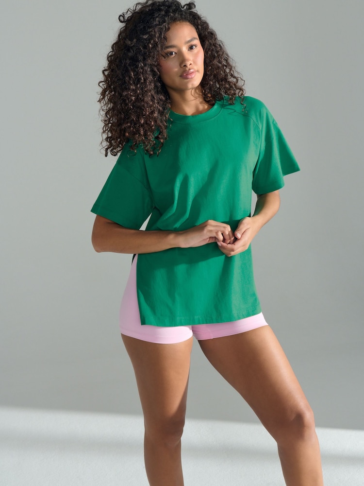 Green Oversized 100% Cotton T-Shirt - Image 2 of 7 Green Oversized 100% Cotton T-Shirt - Image 2 of 7