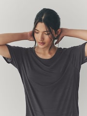 Charcoal Grey Crew Neck Lightweight Short Sleeve T-Shirt - Image 6 of 9