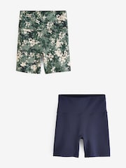 Navy/ Khaki Floral Cycling Shorts 2 Pack - Image 1 of 10