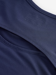 Navy Yoga Sports Short Sleeve Top with Open Back - Image 7 of 7