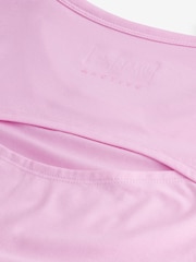 Light Pink Yoga Sports Short Sleeve Top with Open Back - Image 8 of 8