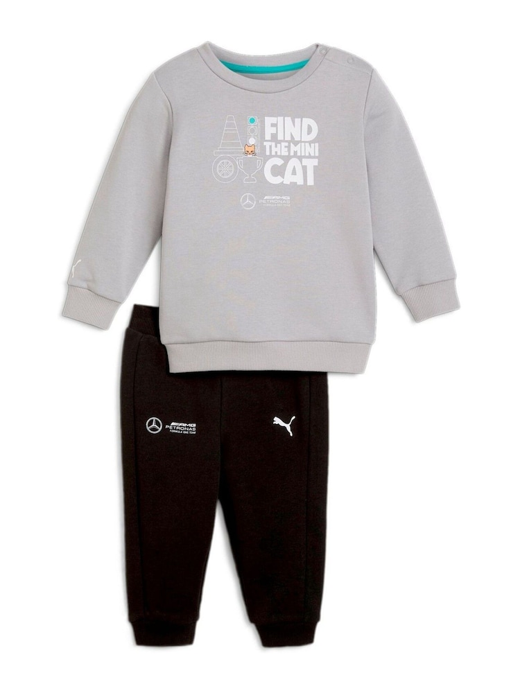 Puma Grey Baby Unisex Mercedes-AMG Petronas F1 Crew Joggers Set - Image 1 of 3