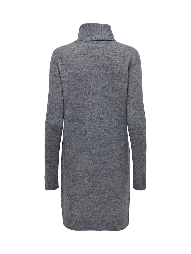 JDY Grey Cowl Neck Knitted Jumper Dress - Image 6 of 6