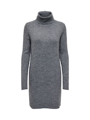 JDY Grey Cowl Neck Knitted Jumper Dress - Image 7 of 8