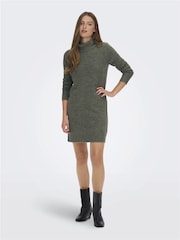 JDY Green Cowl Neck Knitted Jumper Dress - Image 1 of 6