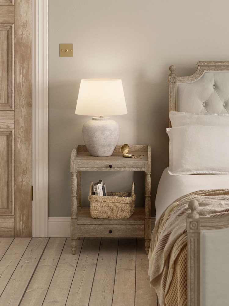 Feather & Black Weathered Oak Loire Bedside Table - Image 1 of 2