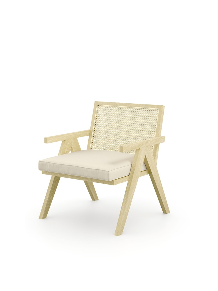 Feather & Black Light Wood Light Vintage Rattan Chair - Image 2 of 2