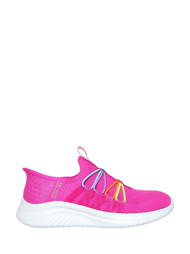 Skechers Pink Ultra Flex 3.0 Bungee Fun Slip In Trainers - Image 1 of 3