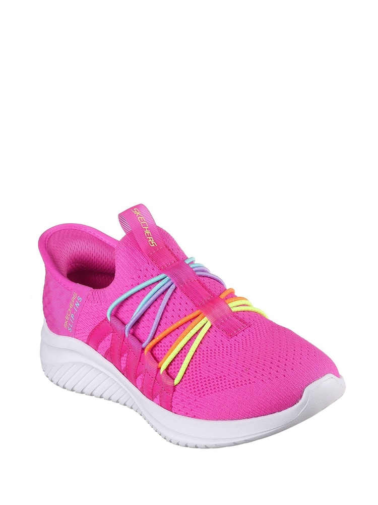 Skechers Pink Ultra Flex 3.0 Bungee Fun Slip In Trainers - Image 2 of 3