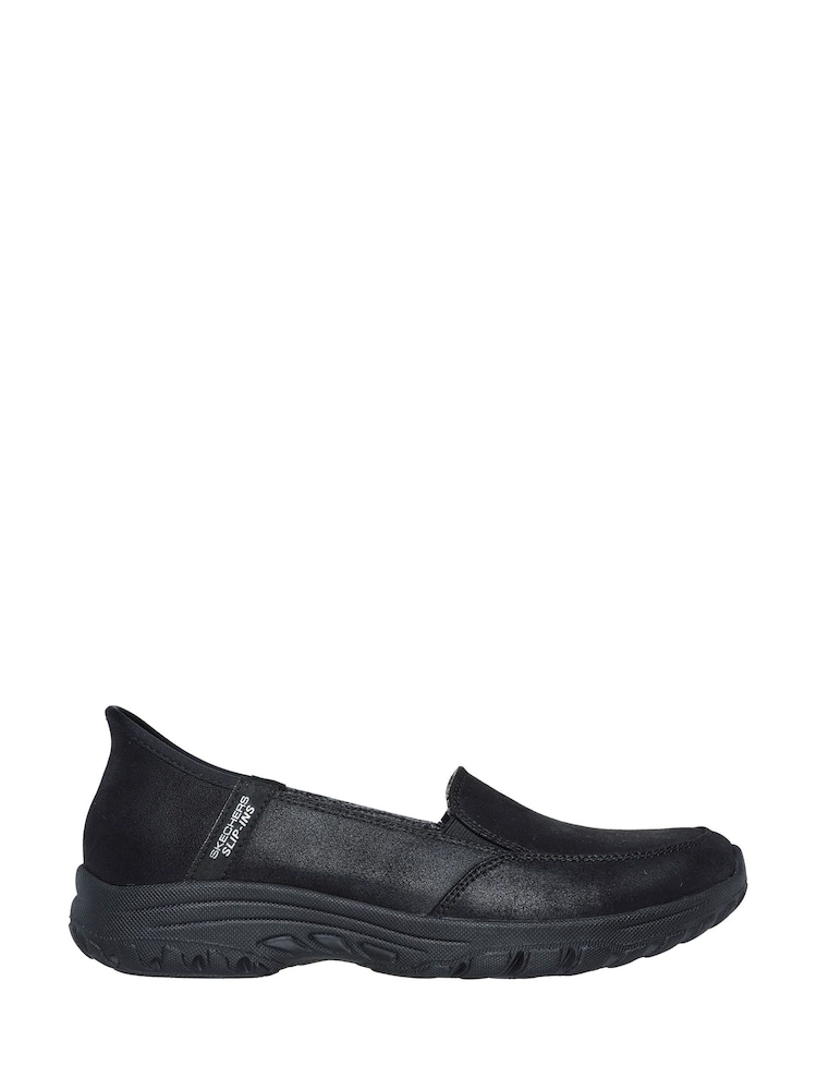 Черный/хромированный - Skechers Black Reggae Fest 2.0 Guiding Slip In Wide Fit Shoes - Image 1 of 3