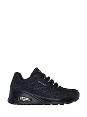 Skechers Black Black Golden Womens Standard Fit Uno Trainers - Image 1 of 3