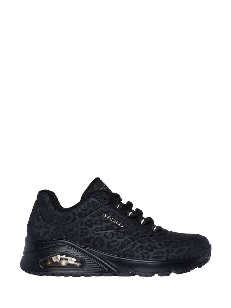 Skechers Black Black Golden Womens Standard Fit Uno Trainers - Image 1 of 3