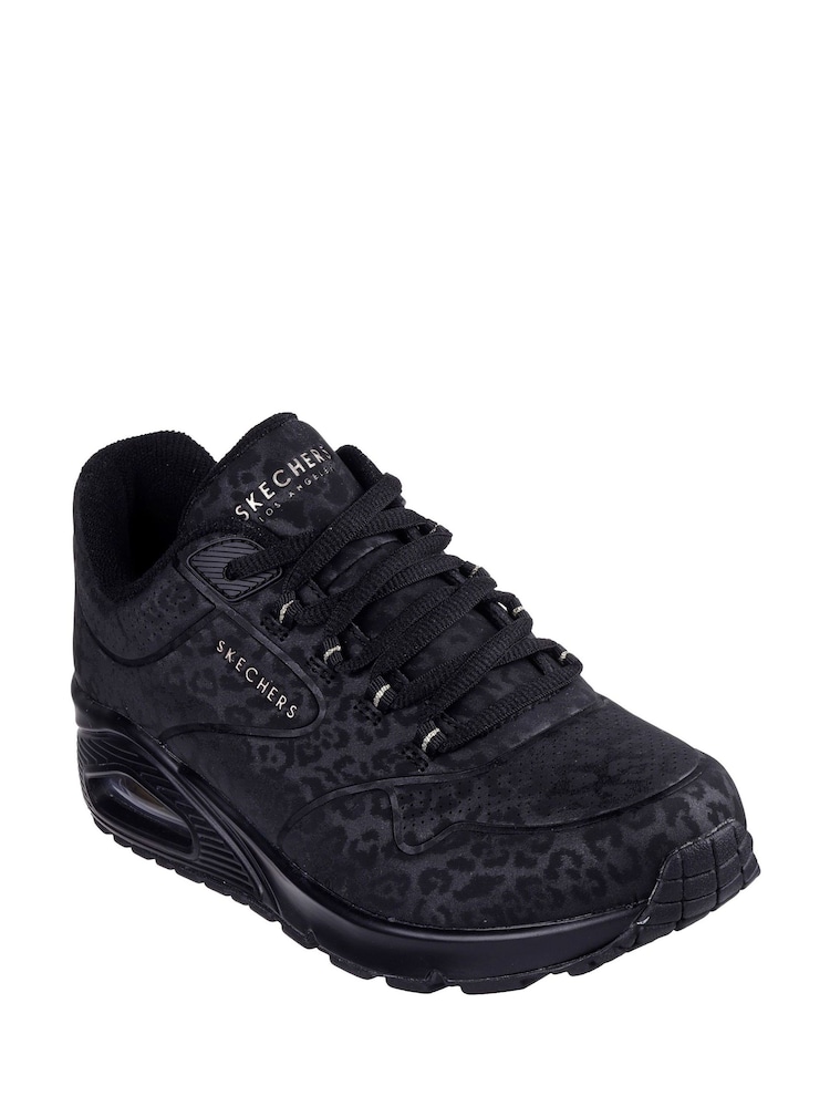 Skechers Black Black Golden Womens Standard Fit Uno Trainers - Image 2 of 3