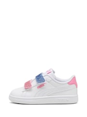 Puma White Grey Girls Smsah 3.0 L Glitter Sneakers - Image 1 of 6