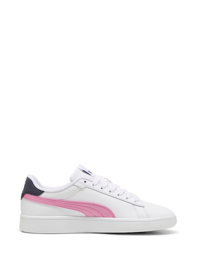 Puma White Chrome Smash 3.0 Leather Youth Trainers - Image 1 of 6