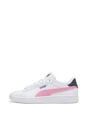 Puma White Chrome Smash 3.0 Leather Youth Trainers - Image 2 of 6