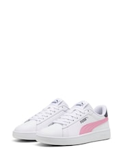 Puma White Chrome Smash 3.0 Leather Youth Trainers - Image 3 of 6