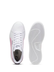 Puma White Chrome Smash 3.0 Leather Youth Trainers - Image 5 of 6