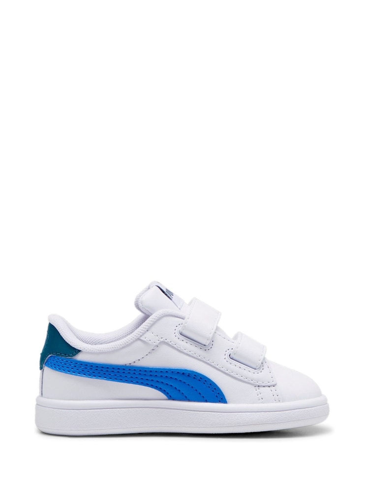 Puma White Blue Smash 3.0 Leather V Baby Unisex Sneakers - Image 1 of 6