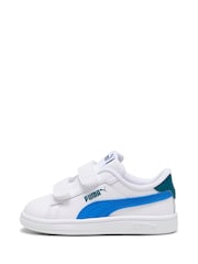 Puma White Blue Smash 3.0 Leather V Baby Unisex Sneakers - Image 2 of 6