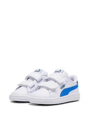 Puma White Blue Smash 3.0 Leather V Baby Unisex Sneakers - Image 3 of 6