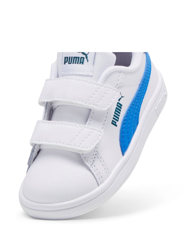 Puma White Blue Smash 3.0 Leather V Baby Unisex Sneakers - Image 5 of 6