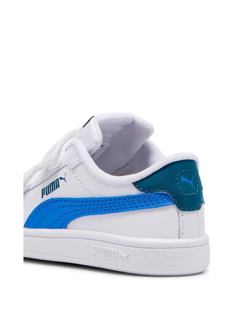 Puma White Blue Smash 3.0 Leather V Baby Unisex Sneakers - Image 6 of 6