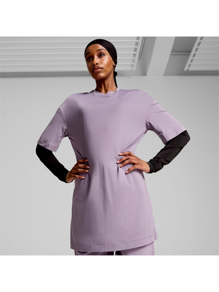 Puma Purple Oversized Womens Modest Training T-Shirt - Image 1 of 6
