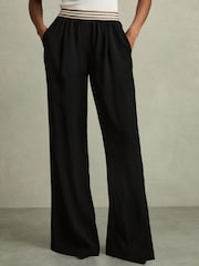 Reiss Black Abs Stripe-Waistband Wide-Leg Trousers - Image 3 of 6