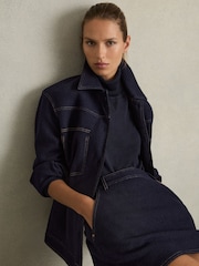 Reiss Elise Wool-Blend Topstitch Woven Shirt - Imagen 1 de 7