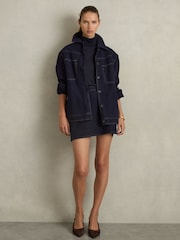 Reiss Elise Wool-Blend Topstitch Woven Shirt - Imagen 3 de 7
